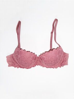 Pink Victoria’s Secret wine purple pink floral lace Date balconette push up bra